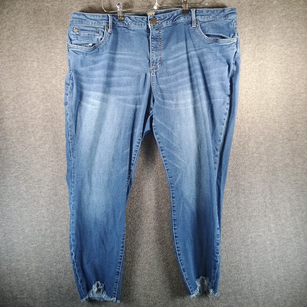 Kut From The Kloth Carlo Jeans Women 24W Ankle Skinny Light Wash Blue Frayed Hem